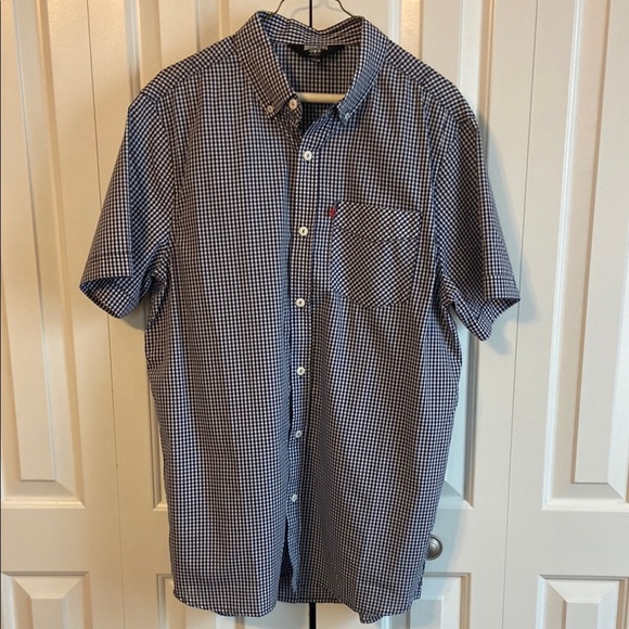 Brooklyn Own Rocawear blue and White Checks Casual Button Down Shirt Relaxed Fit - Picture 1 of 5